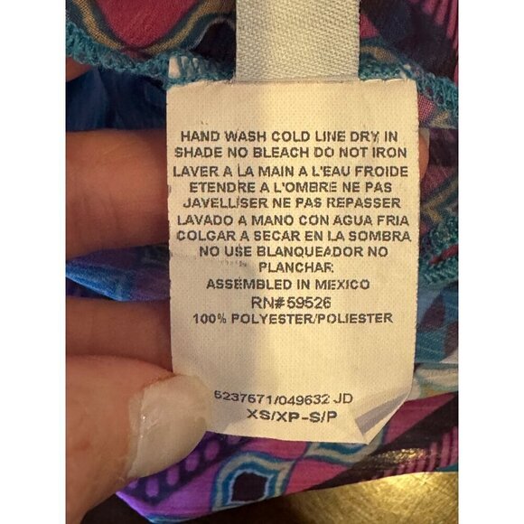 Becca Cover Up Women XS Blue Purple Geometric‎ Print Sheer Open Swim Beach - Picture 8 of 8